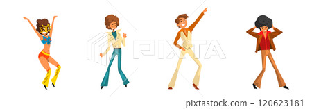 People Character in Retro Style Clothes Dancing Disco Vector Set People Character in Retro Style Clothes Dancing Disco Vector Set 120623181