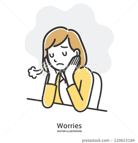 A depressed young woman sighing 120623184