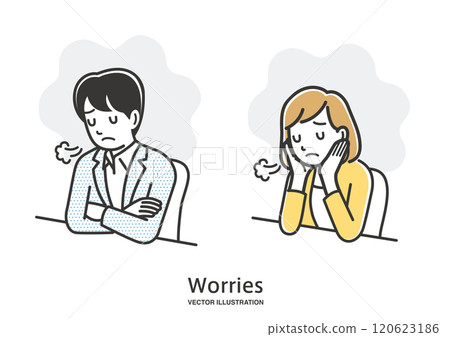 A young couple sighing and feeling depressed 120623186