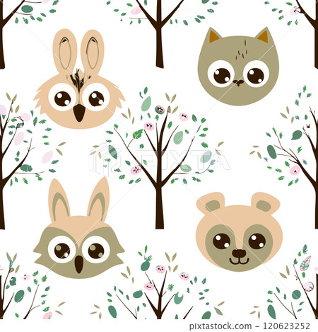 Seamless Pattern of Forest Animals 120623252