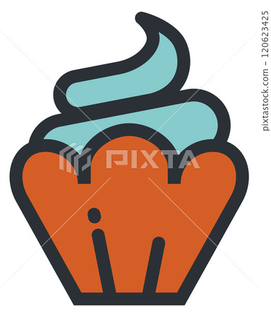 Cupcake color icon. Tasty pastry. Cream dessert 120623425