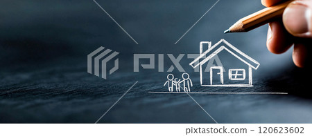 Artistic representation of family and home 120623602