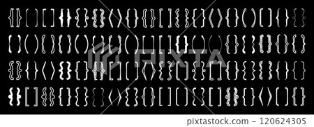 Shaded text brackets, black quotation box. Curly, square and corner parentheses. Vintage typographical symbol, calligraphic quote frame. Doodle, lettering element. Vector illustration 120624305