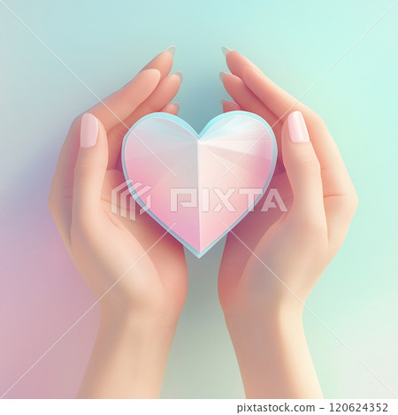 Heart floating in the palm of your hand 120624352