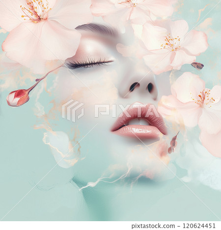 美麗的粉紅梅花和粉紅的嘴 120624451