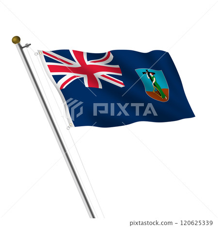Montserrat flagpole 3d illustration with clipping path 120625339