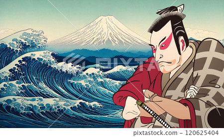 Kabuki actor with his arms crossed (background: generative AI) 120625404