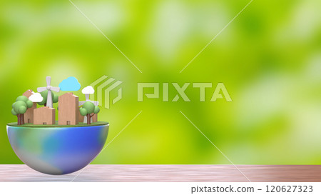 The environment on half earth for eco concept 3d rendering. The environment on half earth for eco concept 3d rendering. 120627323