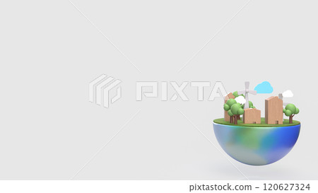 The environment on half earth for eco concept 3d rendering. 120627324