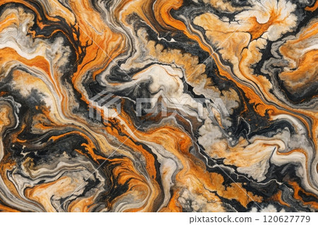 A fluid abstract design with swirling patterns of Marble ink pattern, resembling marble or a cosmic nebula 120627779