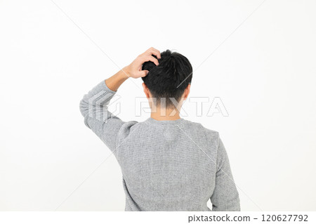 Rear view of a man who cares about his hair 120627792