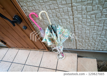 Put an umbrella in the umbrella stand at the entrance Put an umbrella in the umbrella stand at the entrance 120627885