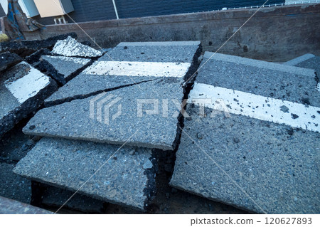 Broken roads are collected by truck 120627893