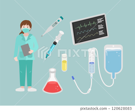 Medical clinic workers, medical equipment Medical clinic workers, medical equipment 120628083