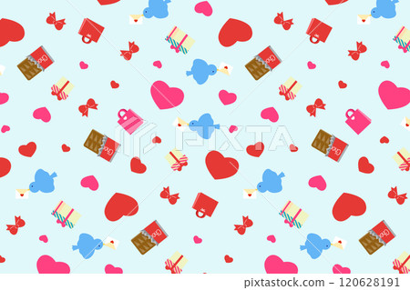 Background material of birds carrying Valentine's love letters and chocolates (light blue) Background material of birds carrying Valentine's love letters and chocolates (light blue) 120628191