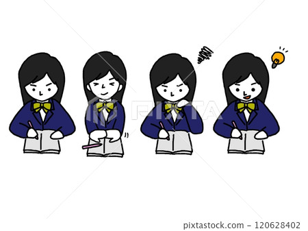 女學生準備學習 女學生準備學習 120628402