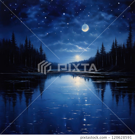 the AI Image Generator, Night Sky Reflecting on a Serene Forest Lake the AI Image Generator, Night Sky Reflecting on a Serene Forest Lake 120628591