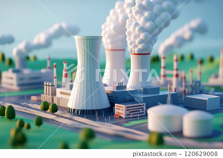 illustration of Nuclear power plant side view full length isolate on transparency background . 120629008