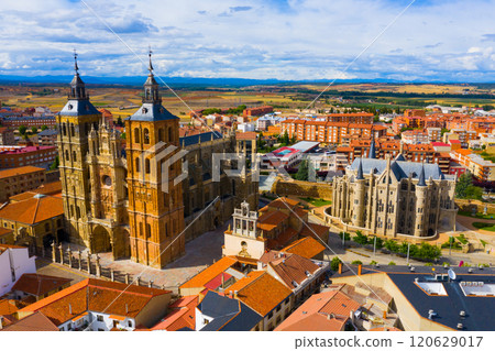 Cathedral and Episcopal Palace of Astorga in summer. Castile and Leon. S Cathedral and Episcopal Palace of Astorga in summer. Castile and Leon. S 120629017