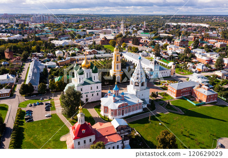 Aerial view of temples and churches in historic town of Kolomna. Russia 120629029