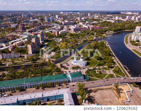 Aerial view of city of Oryol with bulidings and river, Russia Aerial view of city of Oryol with bulidings and river, Russia 120629102