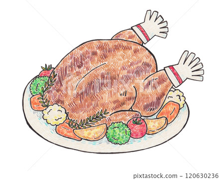 Roast chicken hand drawn illustration Roast chicken hand drawn illustration 120630236