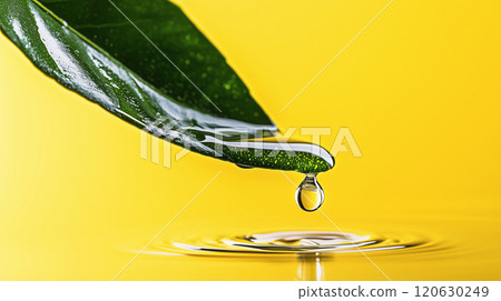 Drops of water falling from the leaves. 120630249