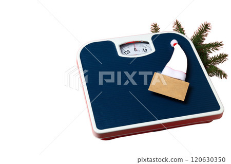 PNG, New Year's gift, scales for weighing, isolated on white background. 120630350