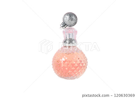 PNG, Cosmetics, new year. perfume with Christmas toys, isolated on white background. 120630369