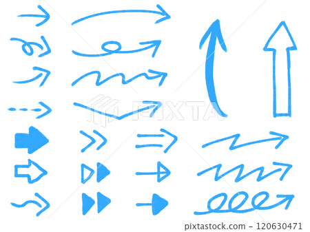 簡單的藍色手繪箭頭集 120630471