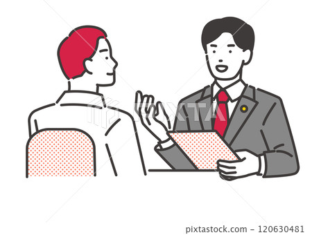 Vector illustration of a person consulting a lawyer Vector illustration of a person consulting a lawyer 120630481