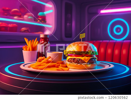 時尚的漢堡包 120630562