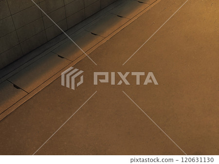 Background illustration of asphalt and gutter (evening) 120631130