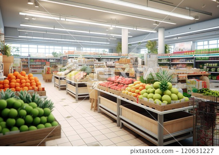 Fresh food section of supermarket 15 120631227