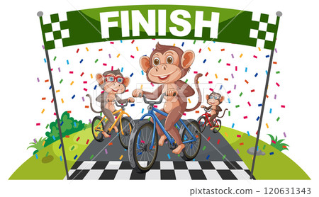 Monkeys Cycling to the Finish Line Monkeys Cycling to the Finish Line 120631343