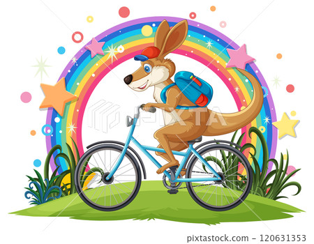 Kangaroo Cycling Under a Rainbow Kangaroo Cycling Under a Rainbow 120631353