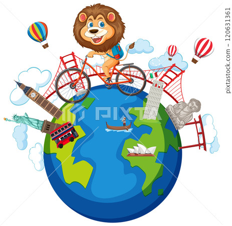 Lion Biking Around the World Lion Biking Around the World 120631361