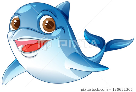 Cheerful Cartoon Dolphin Illustration Cheerful Cartoon Dolphin Illustration 120631365