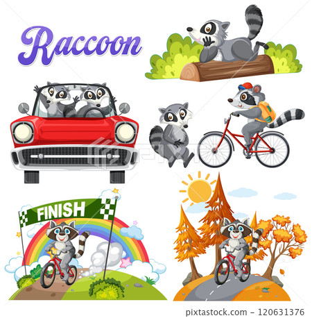 Adventurous Raccoons on Fun Journeys Adventurous Raccoons on Fun Journeys 120631376