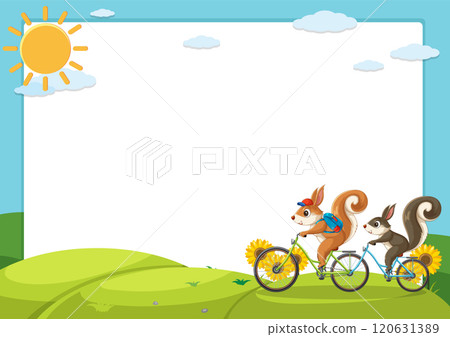 Squirrels Enjoying a Tandem Bike Ride Squirrels Enjoying a Tandem Bike Ride 120631389