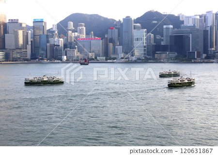 Star ferry sailing through Victoria Bay in Hong Kong Star ferry sailing through Victoria Bay in Hong Kong 120631867