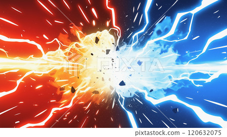 "Relative red and blue lightning background" 120632075