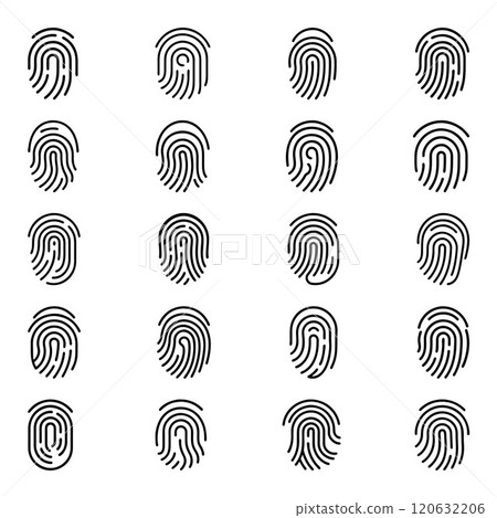 Fingerprint icon with outline style bundle 120632206