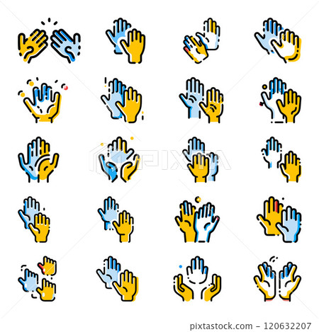 Hands icon with broken line style bundle 120632207