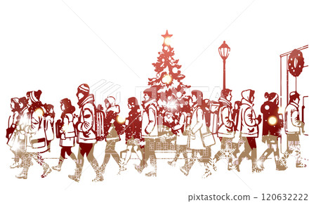 Background material of people passing through a winter city Background material of people passing through a winter city 120632222