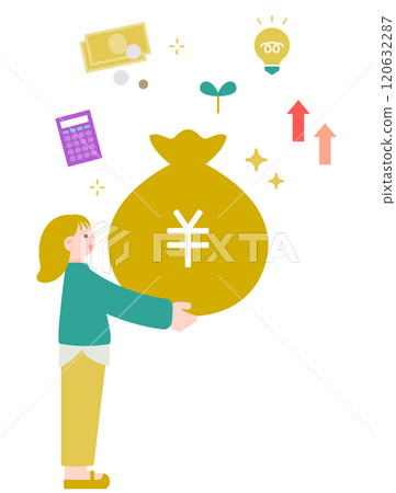 一個女人思考金錢和資產管理的簡單例子 120632287