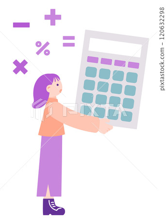 一個女人擔心錢的簡單例證 120632298