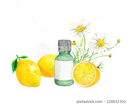 Watercolor illustrations: Aromatherapy goods 120632302
