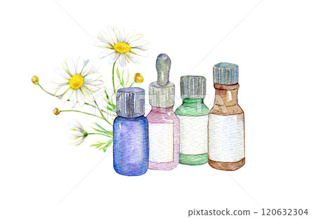Watercolor illustrations: Aromatherapy goods 120632304