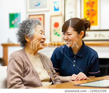 Senior and young care worker Senior and young care worker 120632399